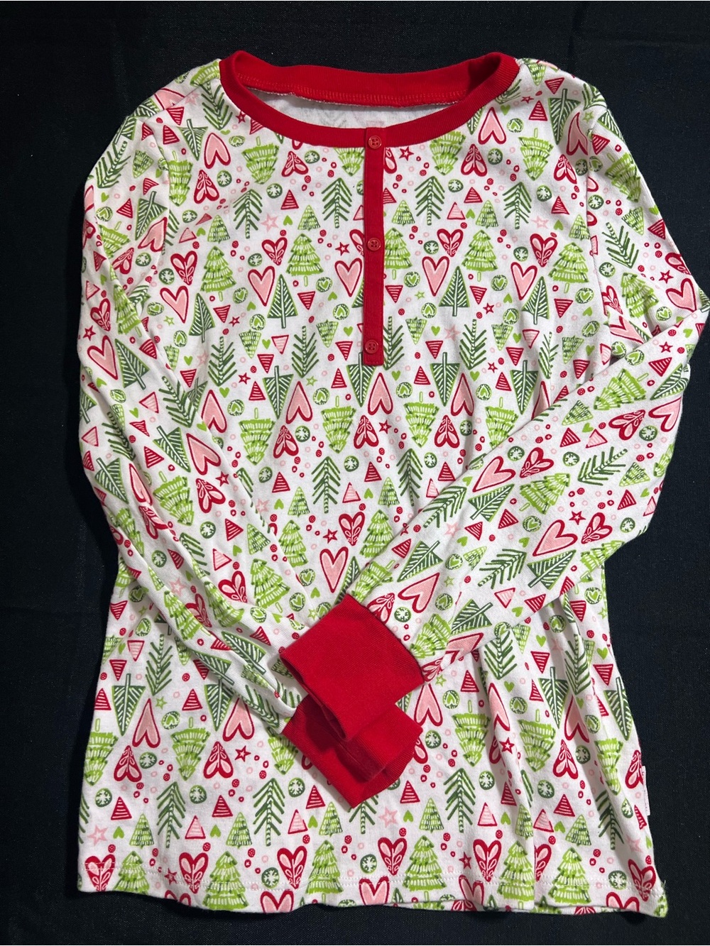 Girls American Girl Red & Green Holiday Tree Pajama Top